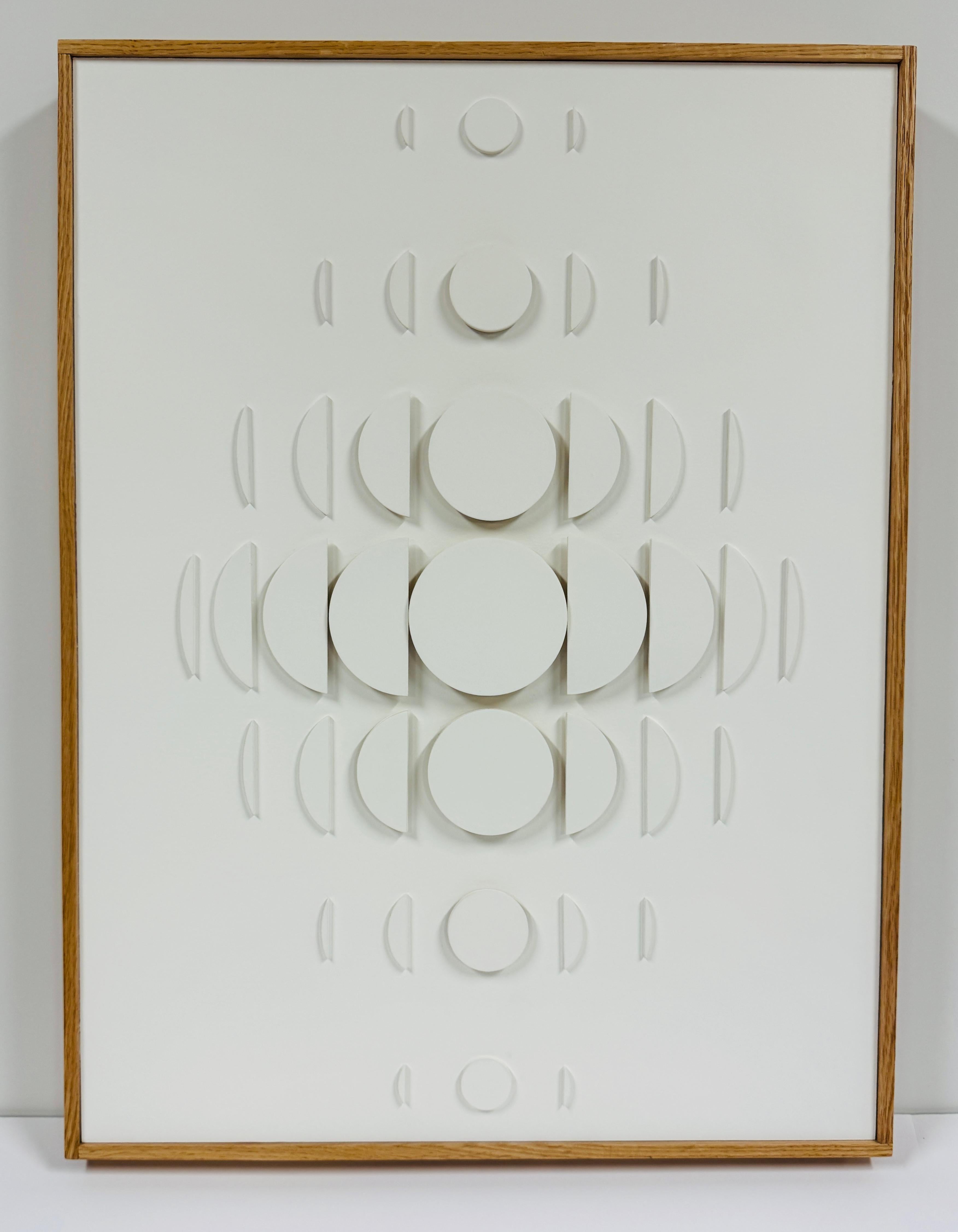 Weißes Holz Abstrakte Malerei, Minimalistisch, Geometrisch, Beugung II, 2022 – Painting von Jessie Laura