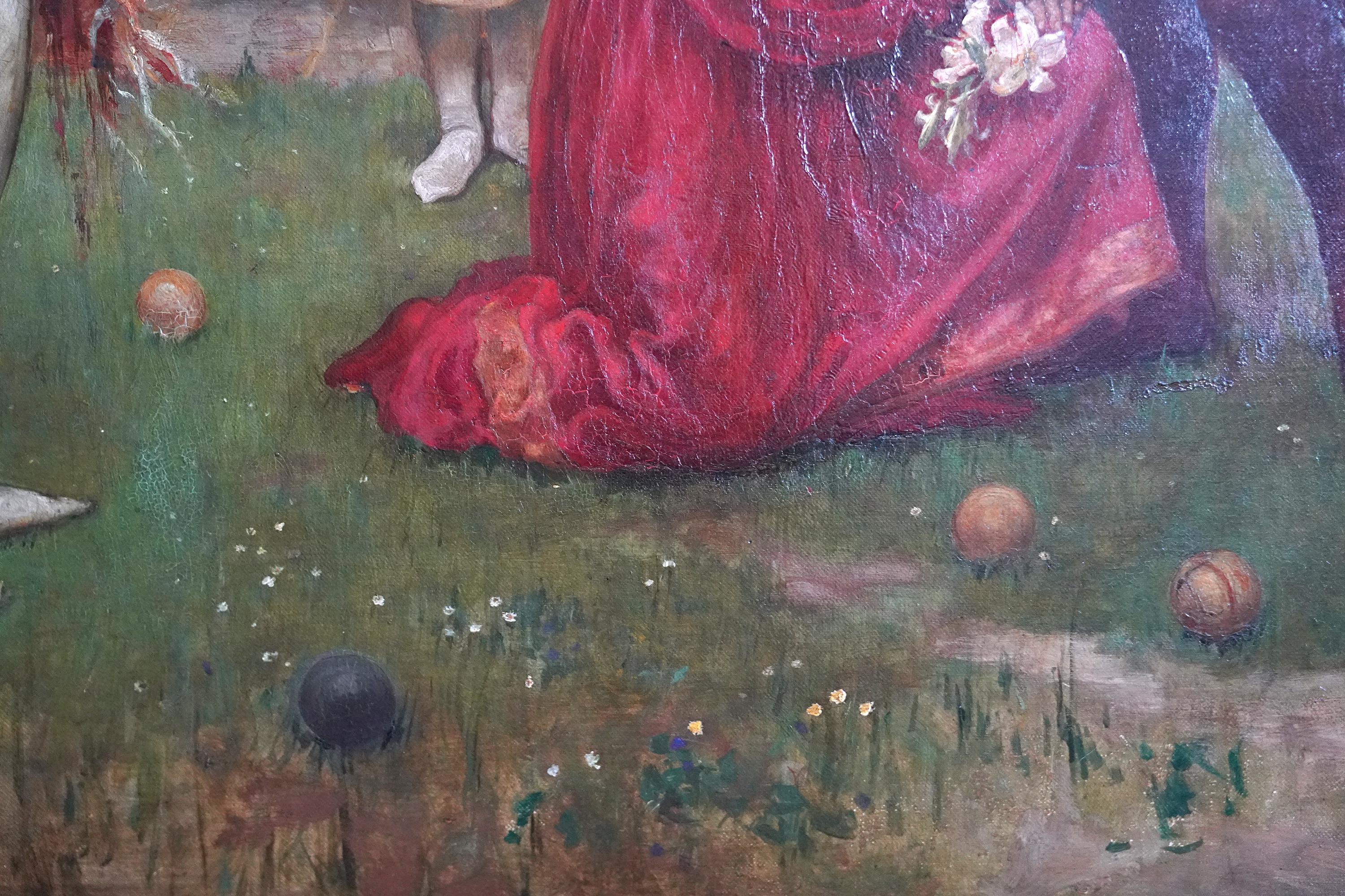 Infanzia di Dante - Pittura a olio figurativa preraffaellita di epoca vittoriana britannica in vendita 7