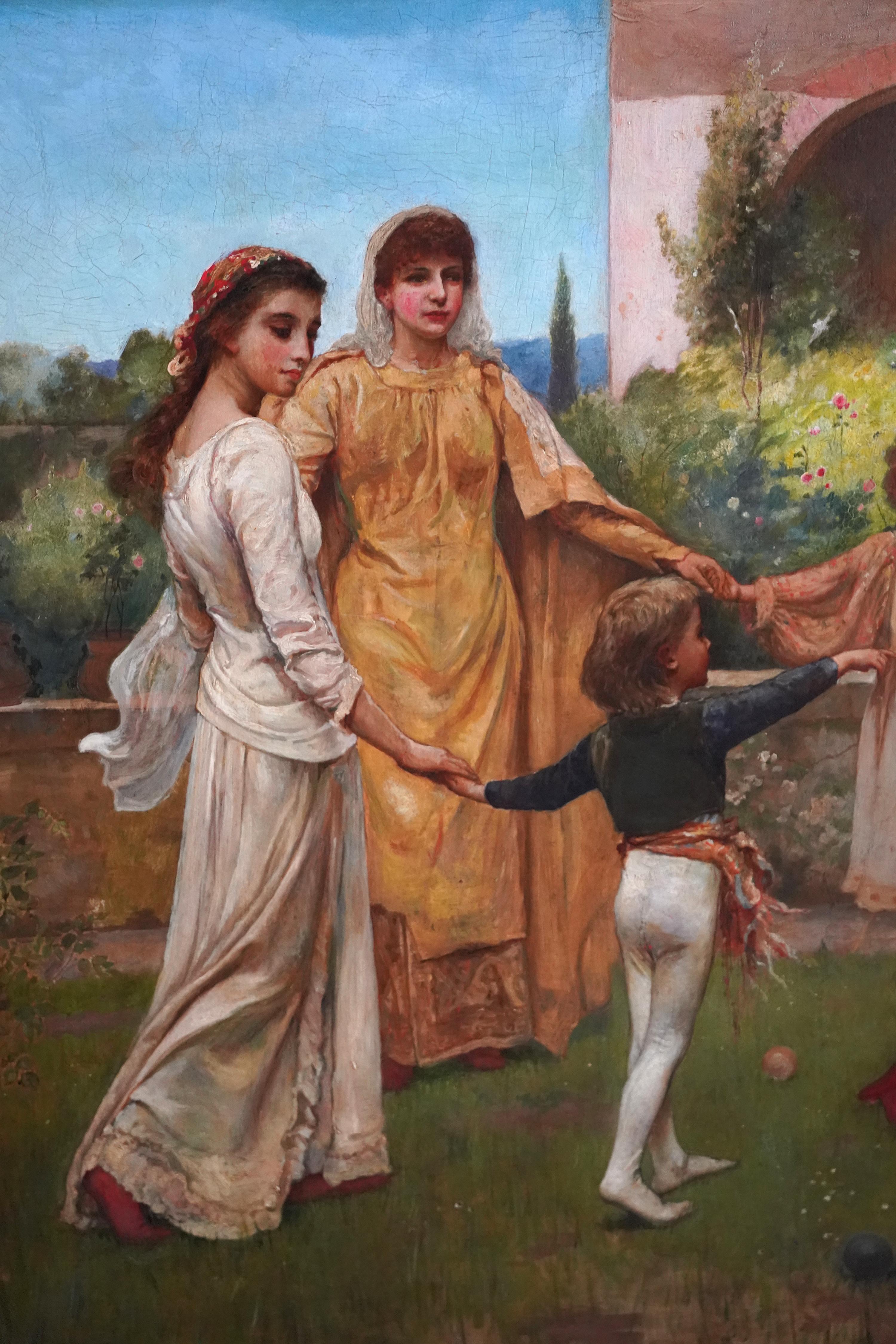 Infanzia di Dante - Pittura a olio figurativa preraffaellita di epoca vittoriana britannica in vendita 8