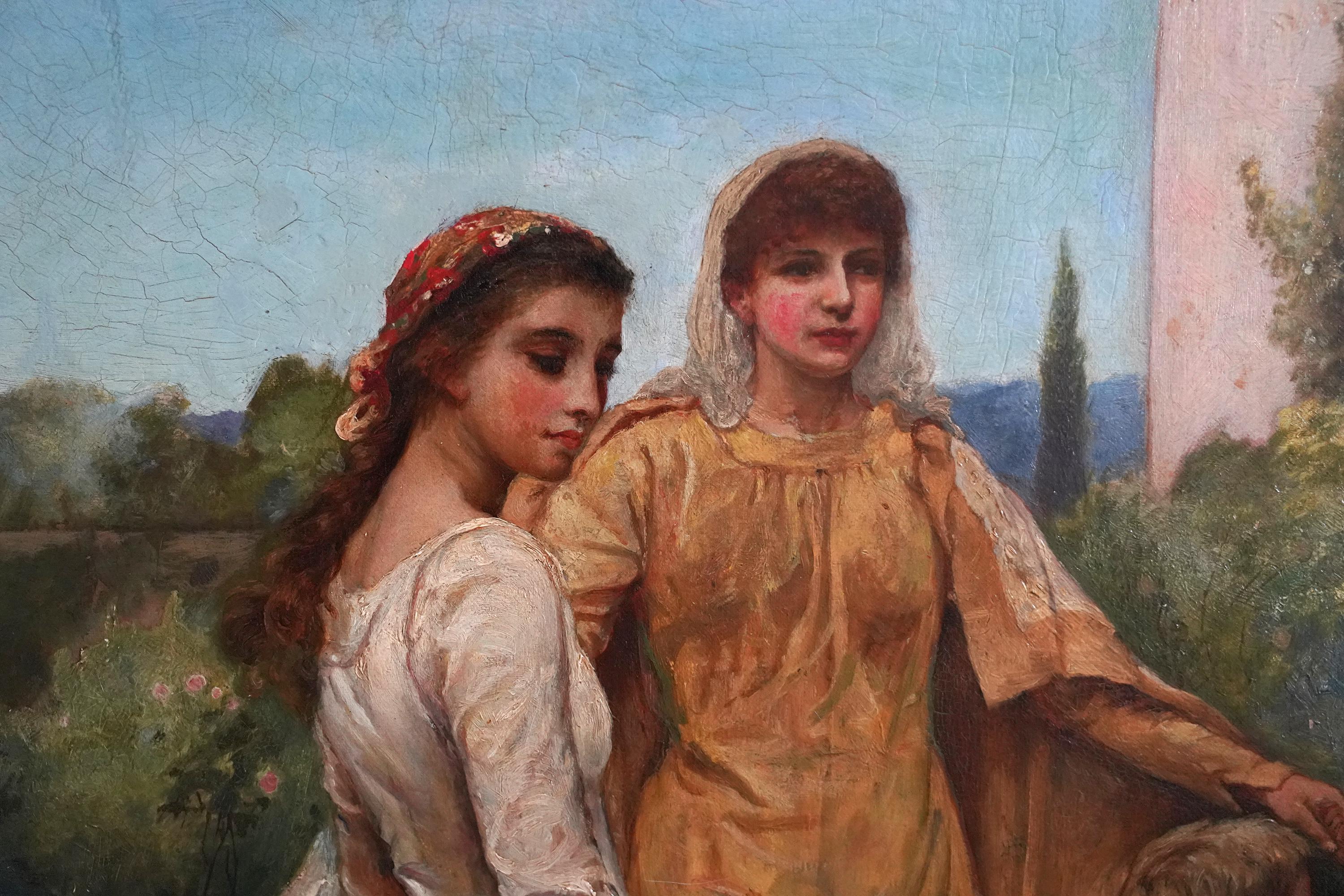 Infanzia di Dante - Pittura a olio figurativa preraffaellita di epoca vittoriana britannica in vendita 3