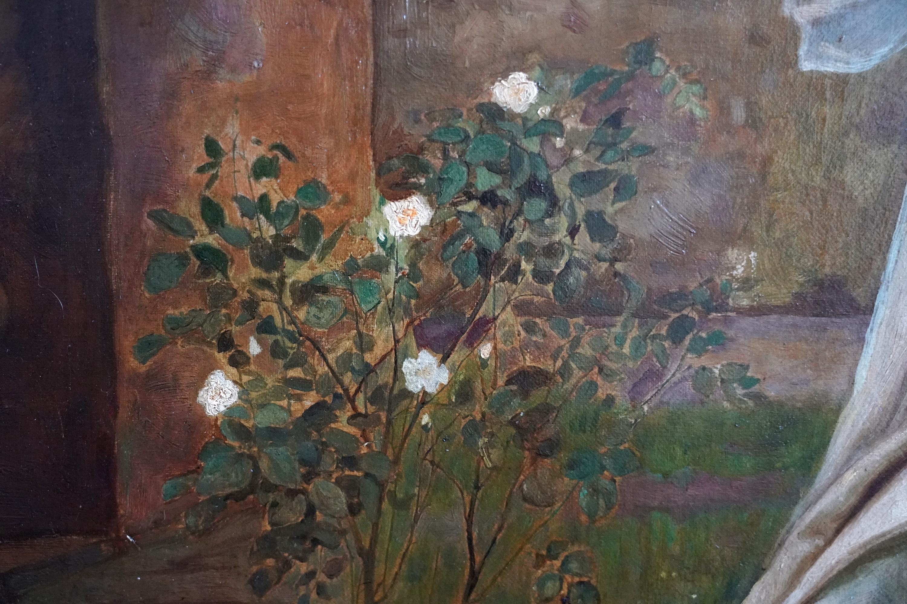 Infanzia di Dante - Pittura a olio figurativa preraffaellita di epoca vittoriana britannica in vendita 4