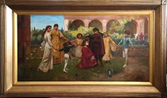 Infancia de Dante - Óleo figurativo prerrafaelista victoriano británico