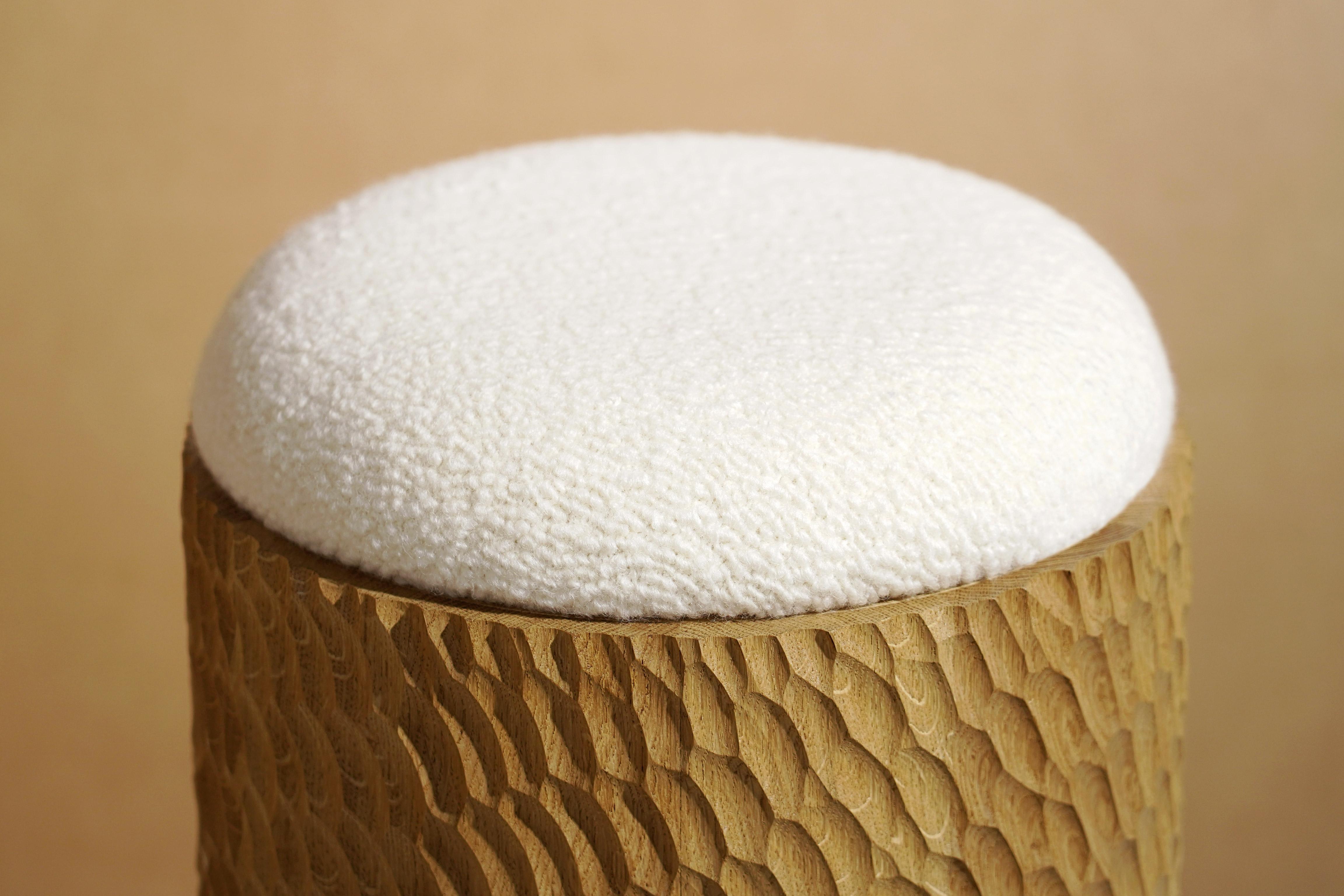 Hand-Carved Jessie Stool by Proisy Studio For Sale