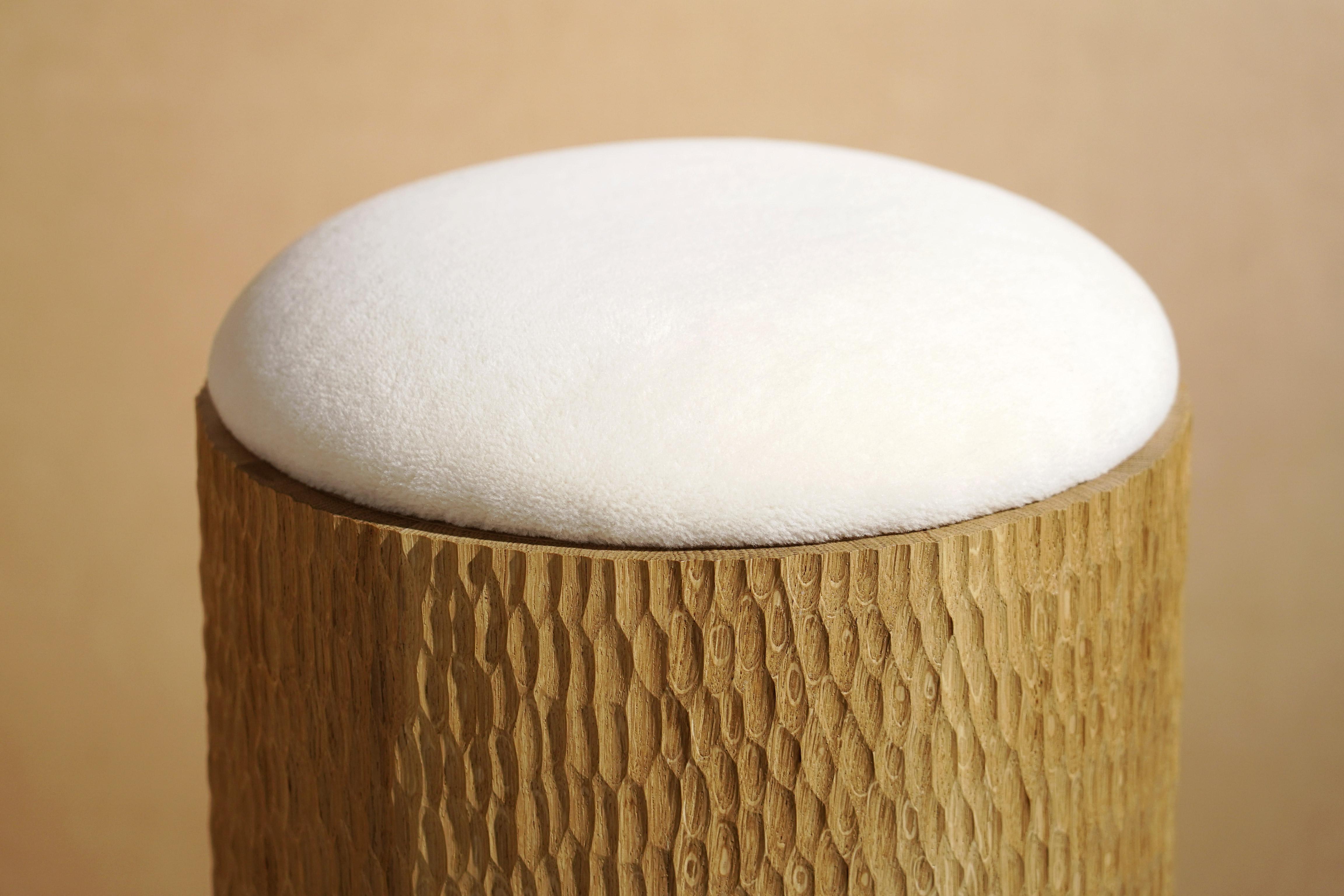 Hand-Carved Jessie Stool by Proisy Studio For Sale