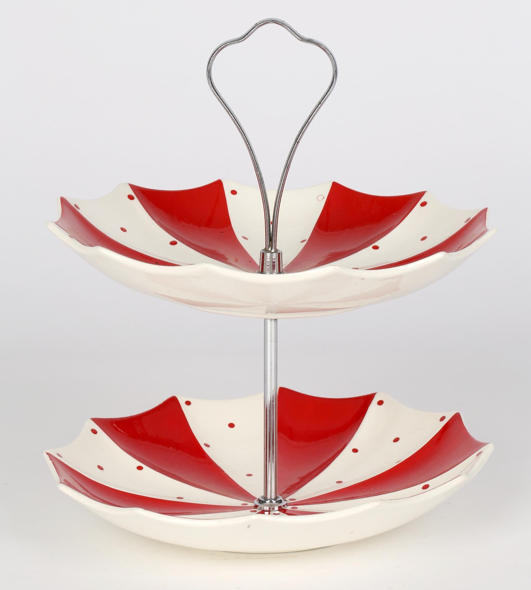 Jessie Tate Midwinter Modern Fashion Shape Red Domino Two Tier Cake Stand 2