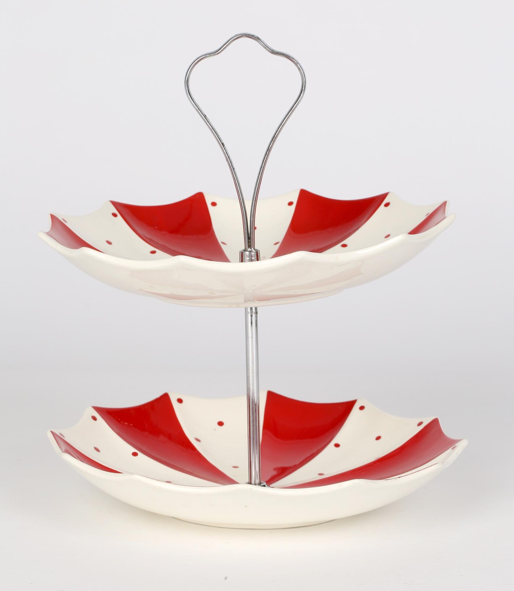 Jessie Tate Midwinter Modern Fashion Shape Red Domino Two Tier Cake Stand 6