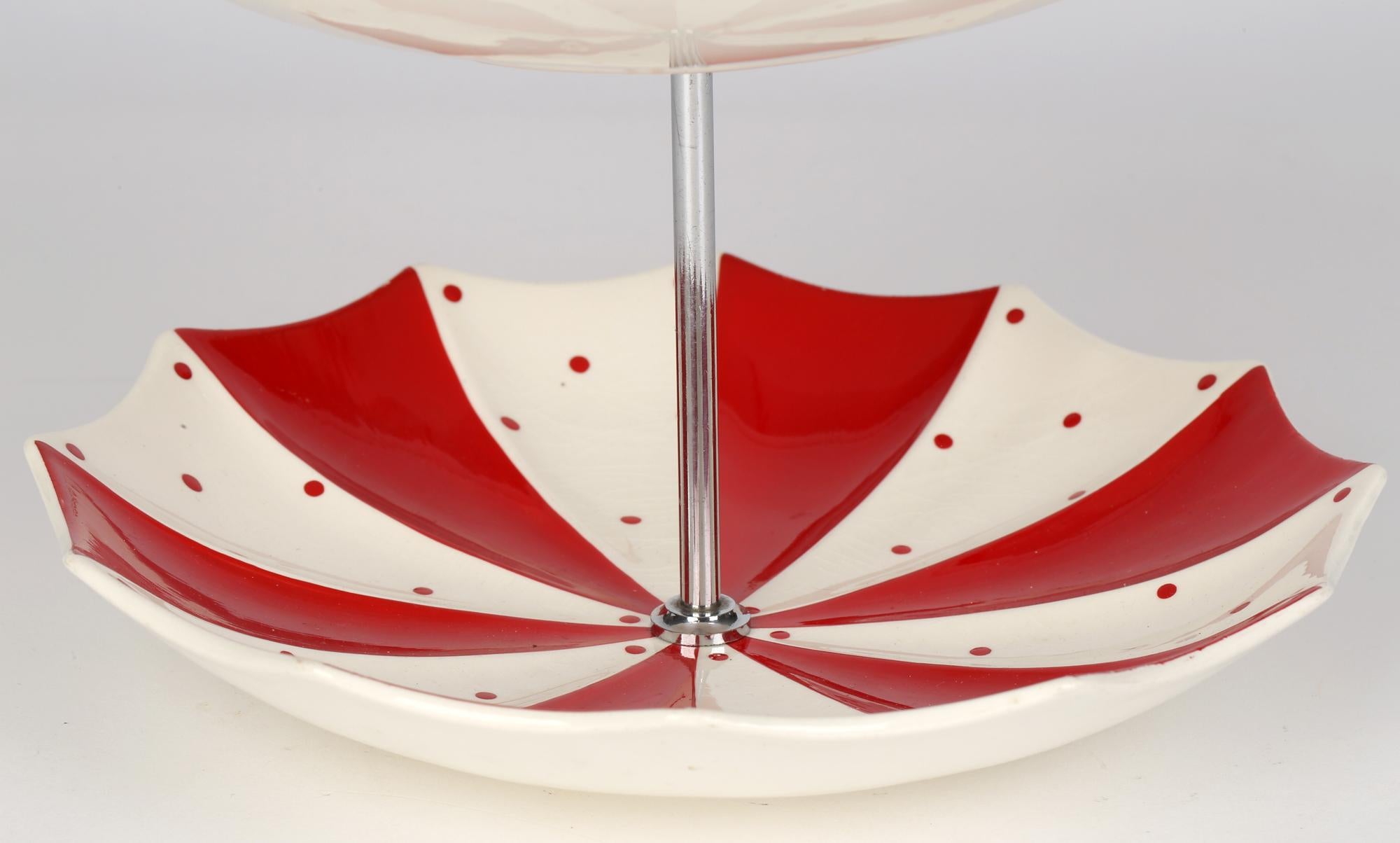 Mid-Century Modern Jessie Tate Midwinter Modern Fashion Shape Red Domino Two Tier Cake Stand