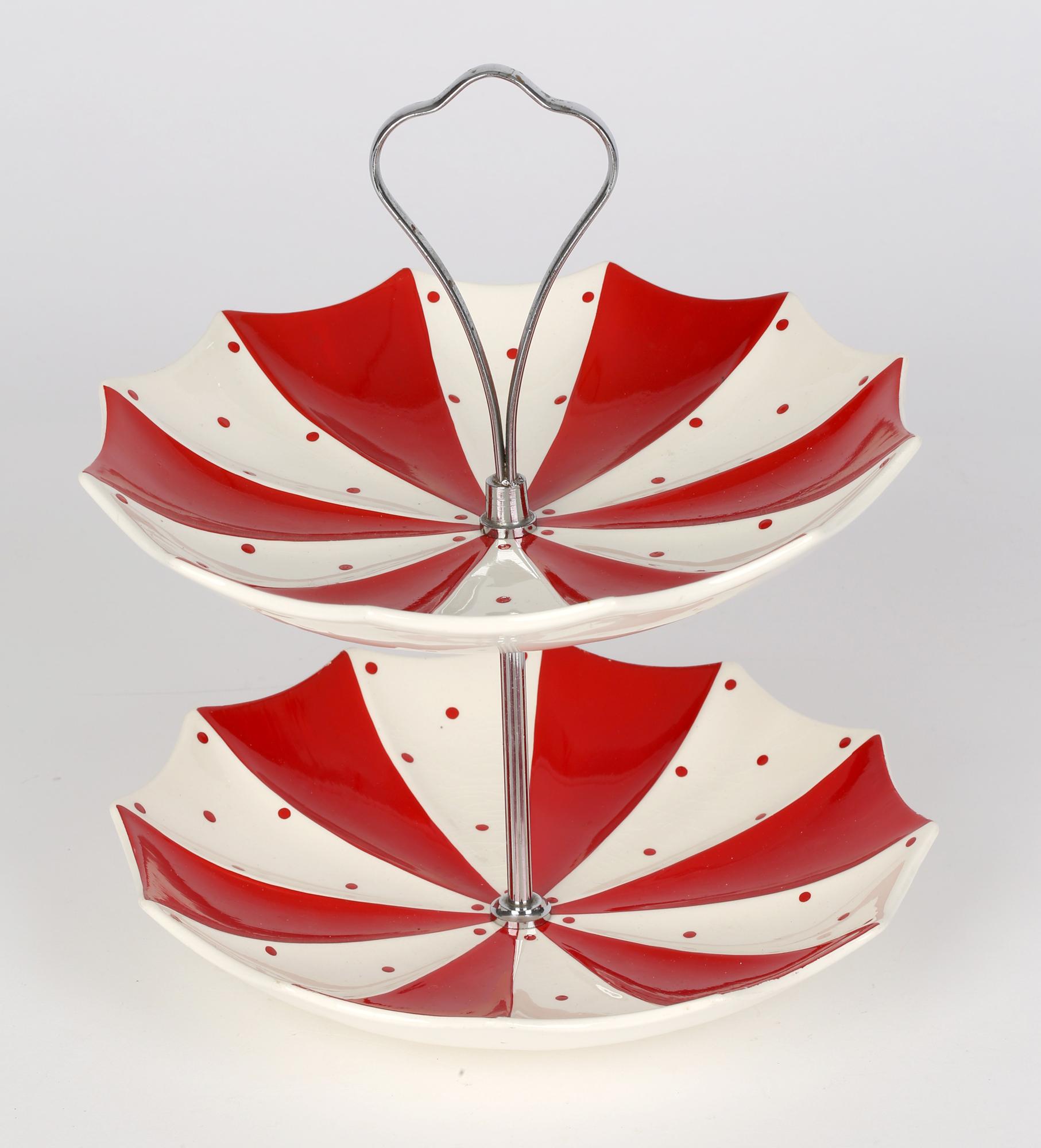 English Jessie Tate Midwinter Modern Fashion Shape Red Domino Two Tier Cake Stand