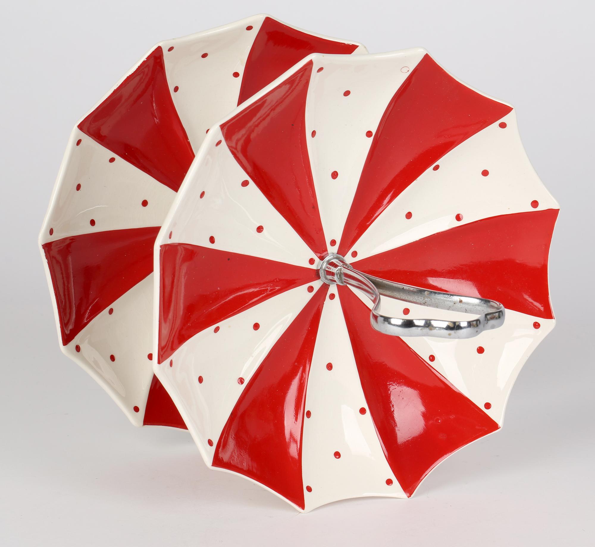 Mid-Century Modern Jessie Tate Midwinter Modern Fashion Shape Red Domino Two Tier Cake Stand