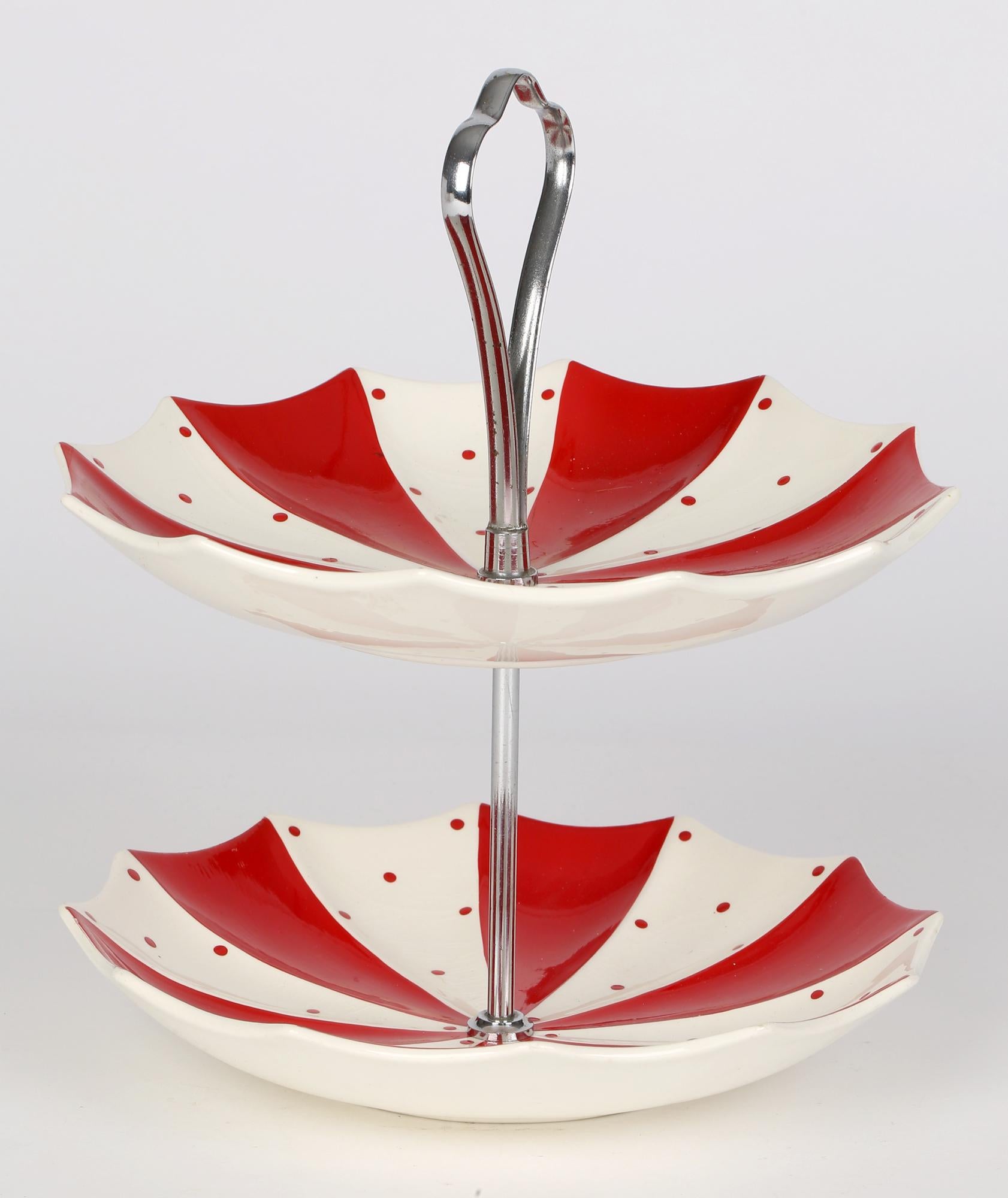 Chrome Jessie Tate Midwinter Modern Fashion Shape Red Domino Two Tier Cake Stand