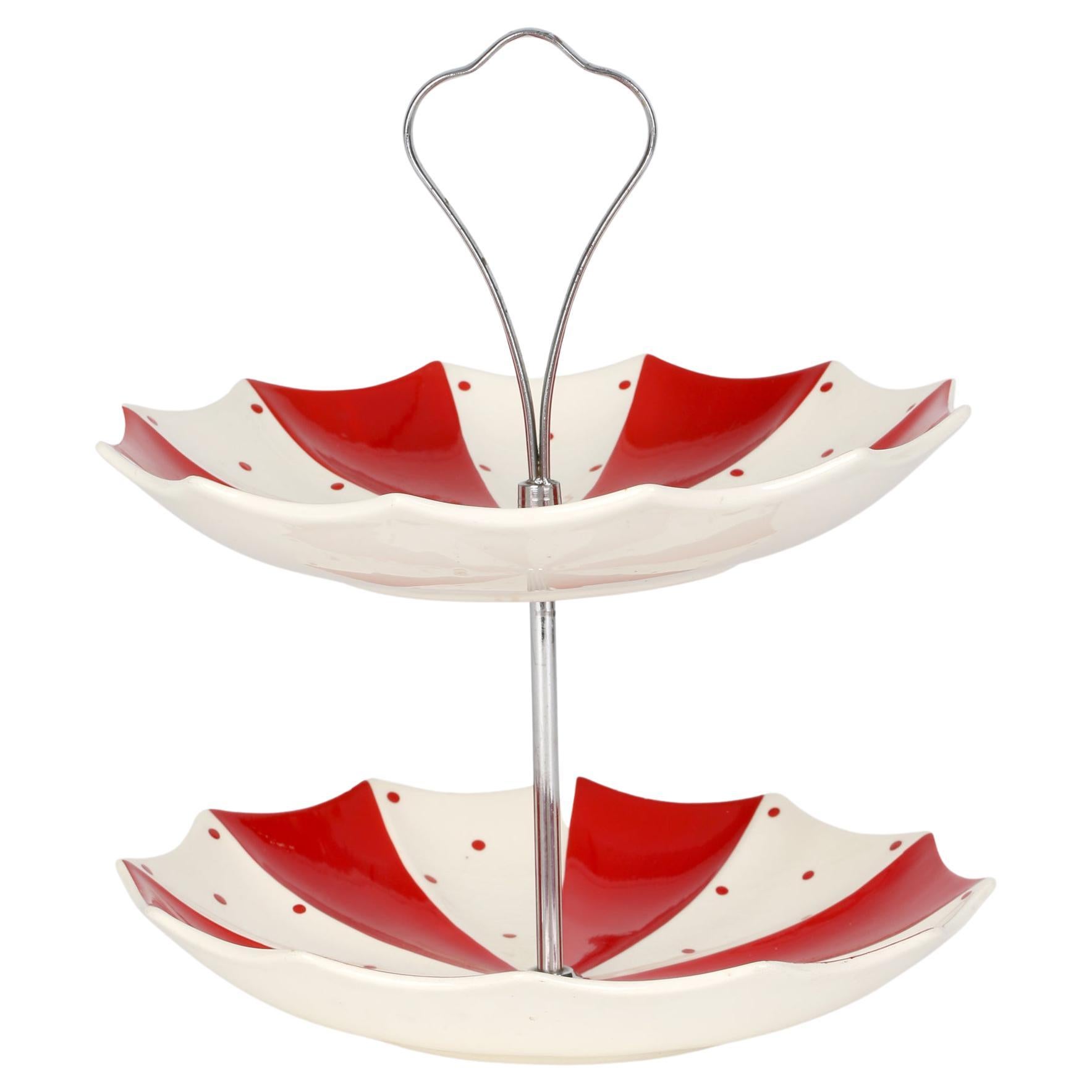 Jessie Tate Midwinter Modern Fashion Shape Red Domino Two Tier Cake Stand