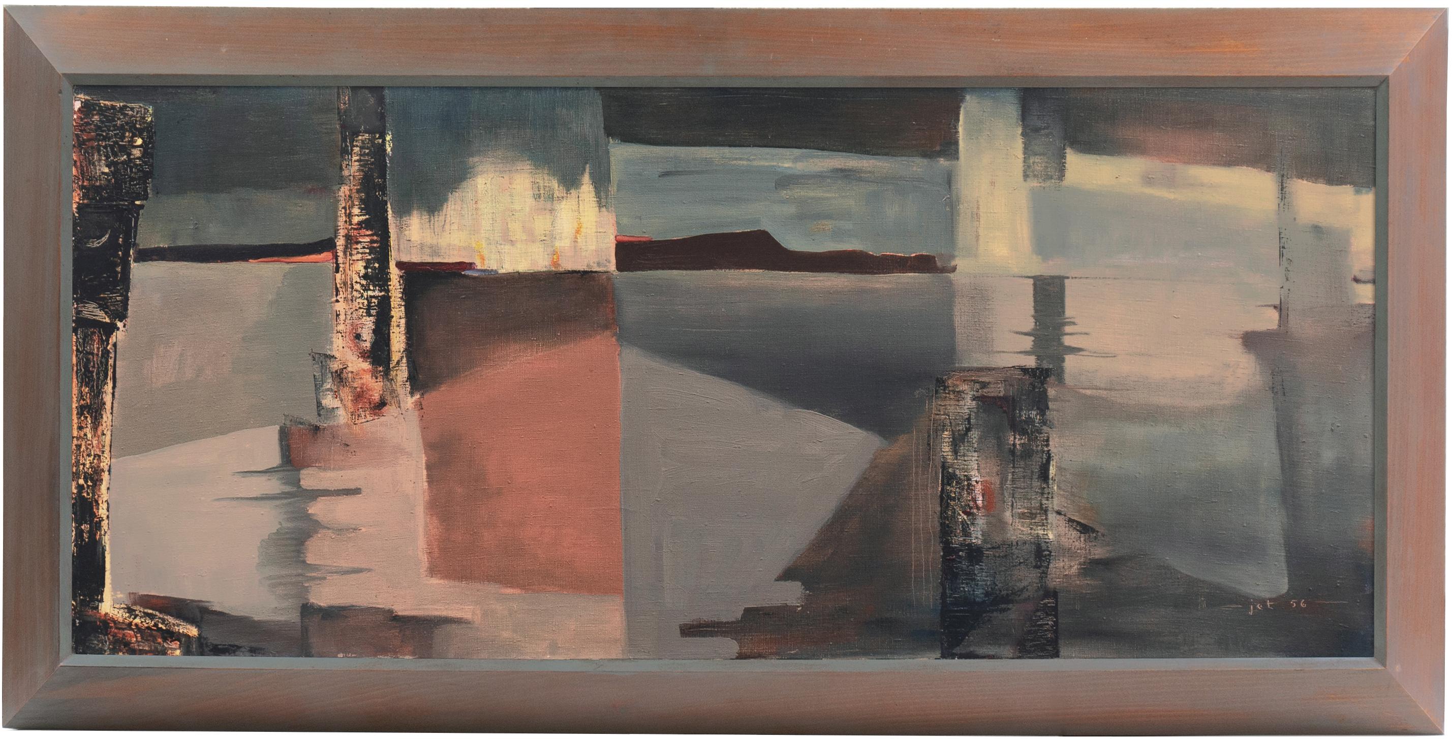 'View of San Francisco Bay', Bay Area Abstraction, Jack London, Modernist Oil - Painting by Jessie Thomason