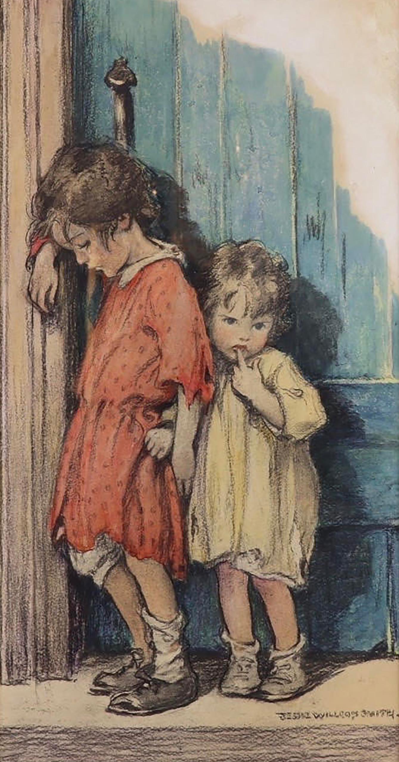 Two Young Girls - Mixed Media Art by Jessie Willcox Smith
