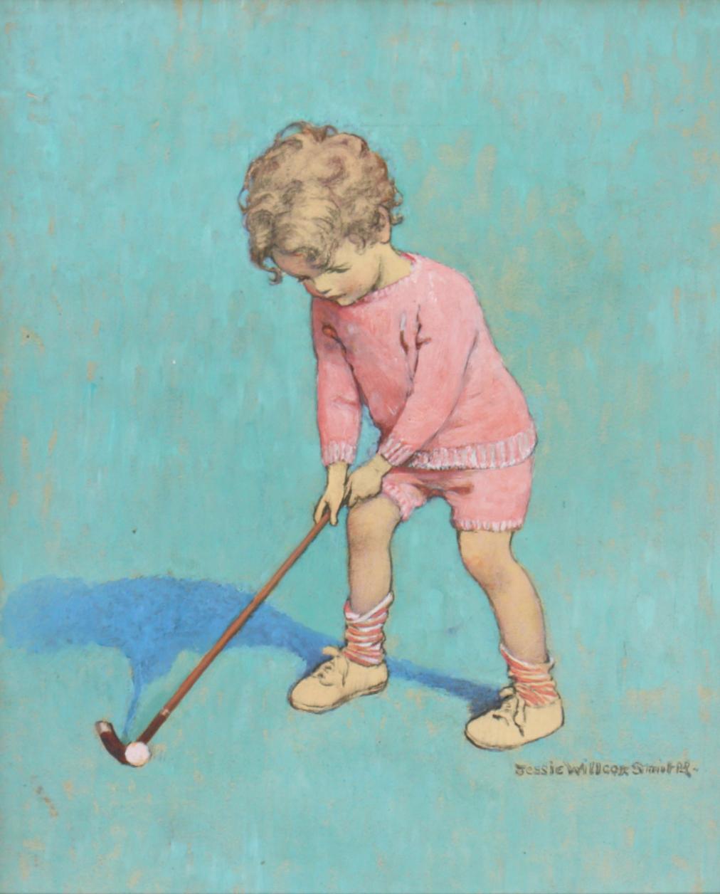 Good Housekeeping Cover, The Little Golfer - Painting by Jessie Willcox Smith