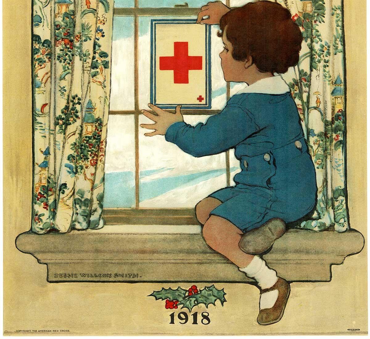 Originale Bandiera di servizio della Red Cross? poster d'epoca della Prima Guerra Mondiale - Print American Modern di Jessie Willcox Smith