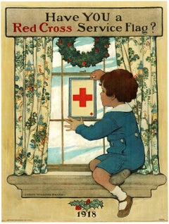 Original Have You a Red Cross Service Flag? vintage WW1 poster