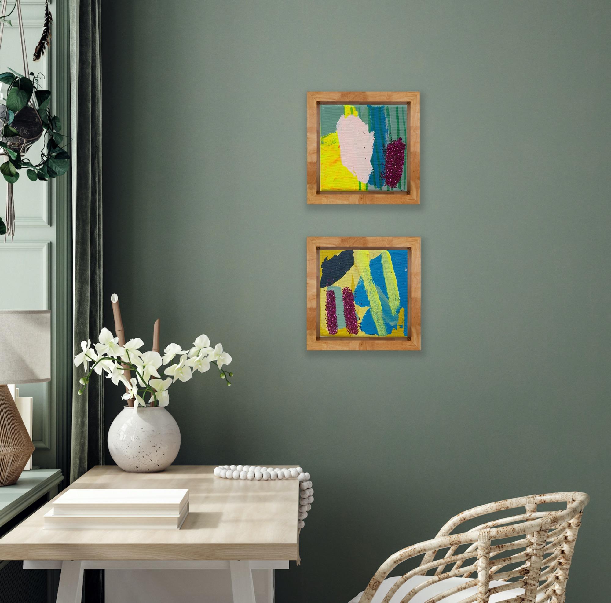 #431 e #424 Dittico, Pittura originale, Astratto, Tecnica mista - Abstract Painting Grigio di Jessie Woodward