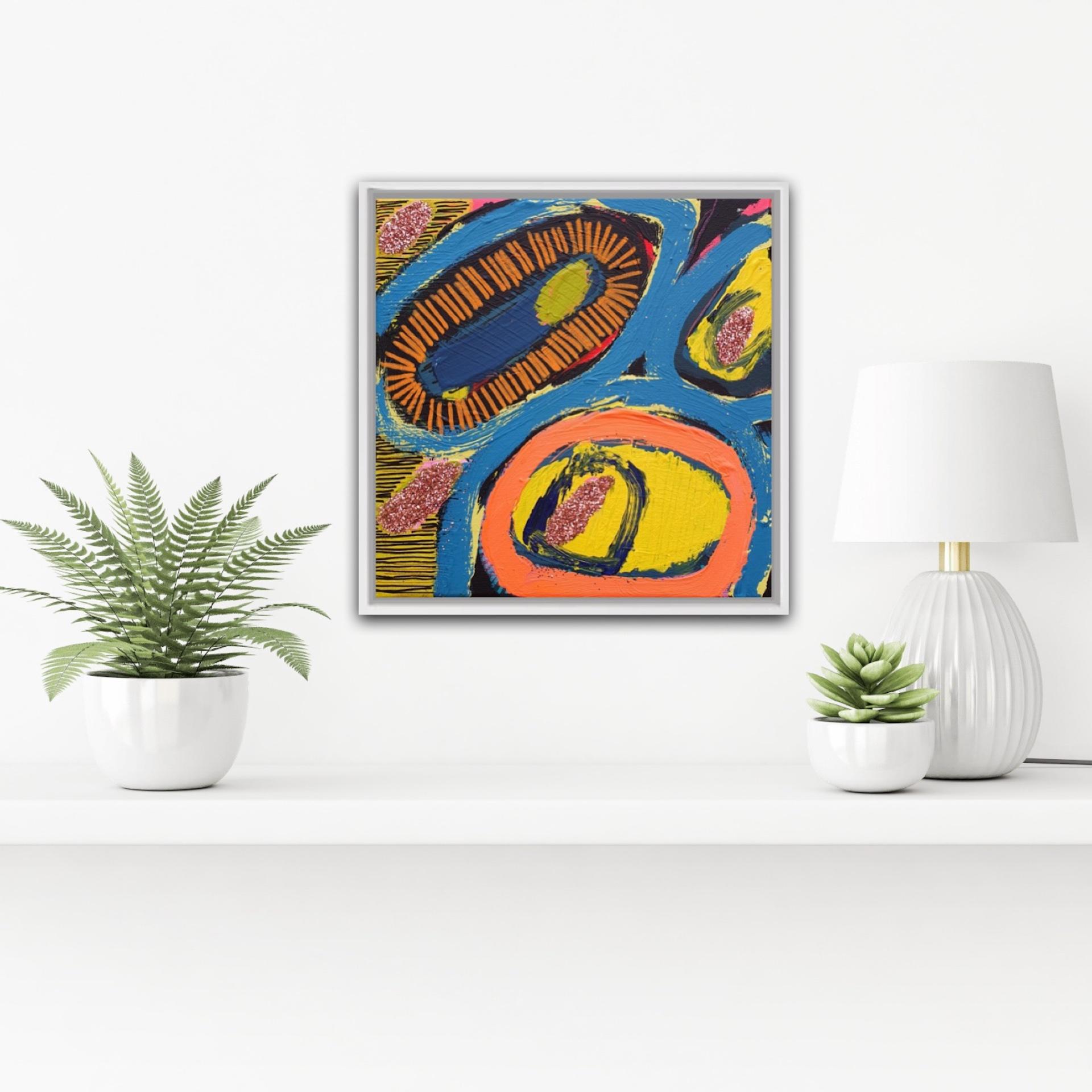 537, Jessie Woodward, Pintura original abstracta de acrílico y purpurina, colorida en venta 3