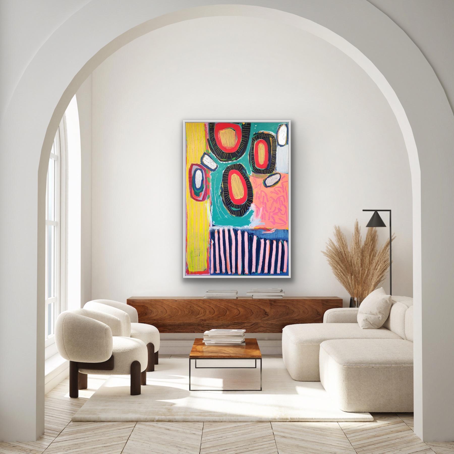 #554, Pintura original, Abstracto, Colorido, Formas, Patrón, Contemporáneo, Diversión - Painting de Jessie Woodward