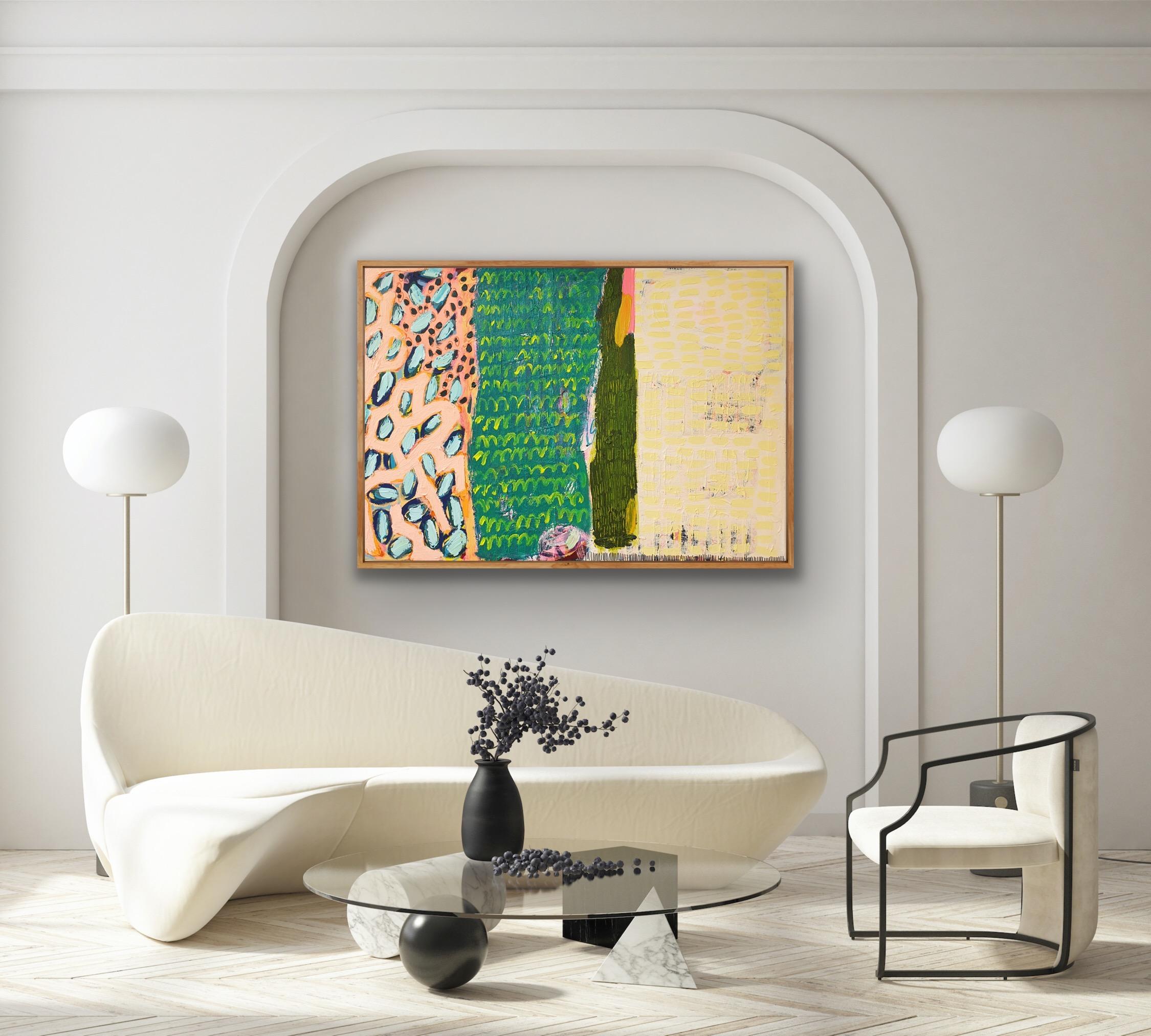 Original abstract painting exploring the language of paint and colour.

Additional information:
#580
Jessie Woodward
Original abstract painting
Acrylic painting
Sold Unframed
70 H x 100 W x 5 D cm (27.56 x 39.37 x 1.97 in)

Image size: 
Height: 70cm