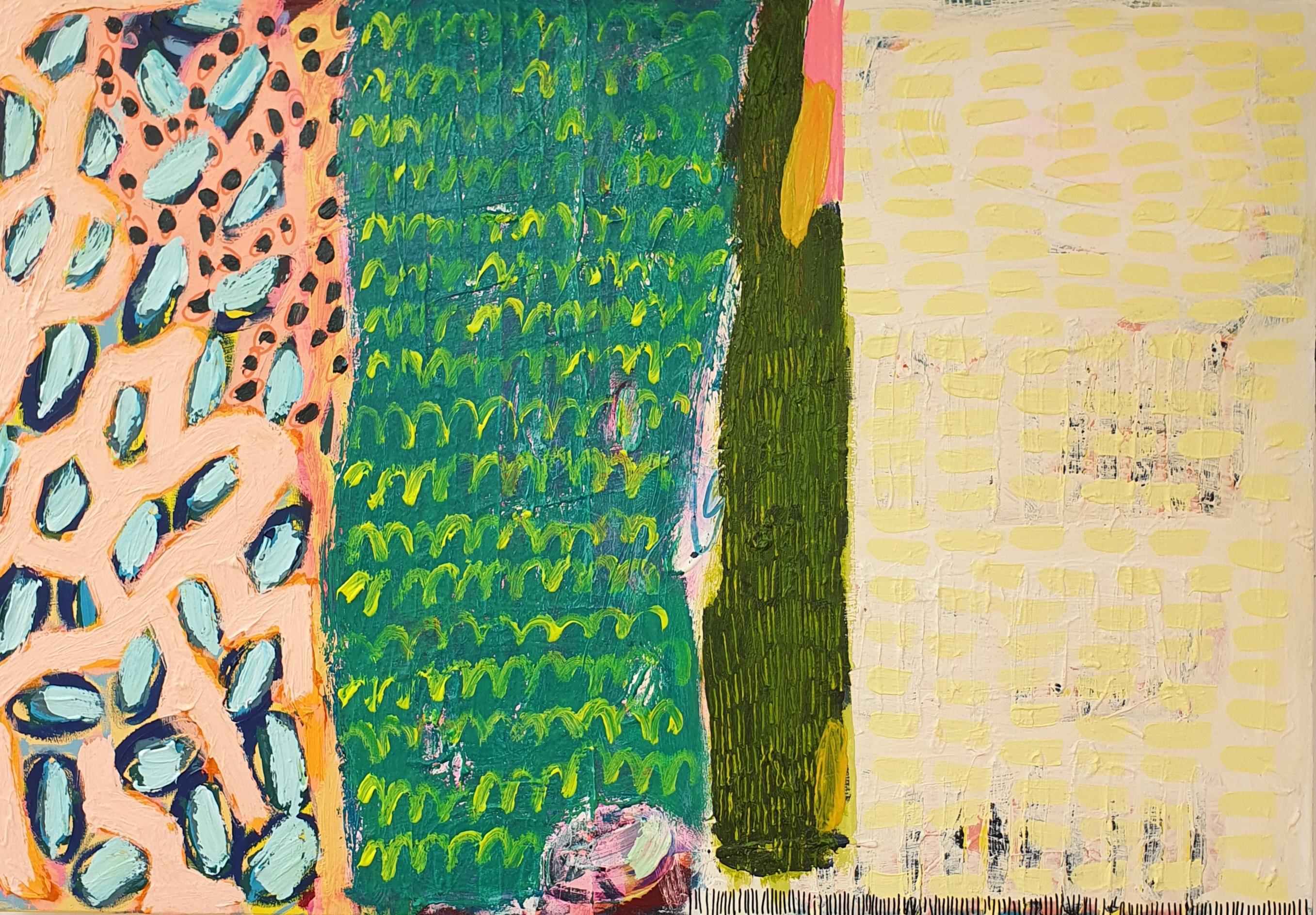 Abstract Painting Jessie Woodward - n°580, Art abstrait, acrylique sur toile, art de motifs colorés