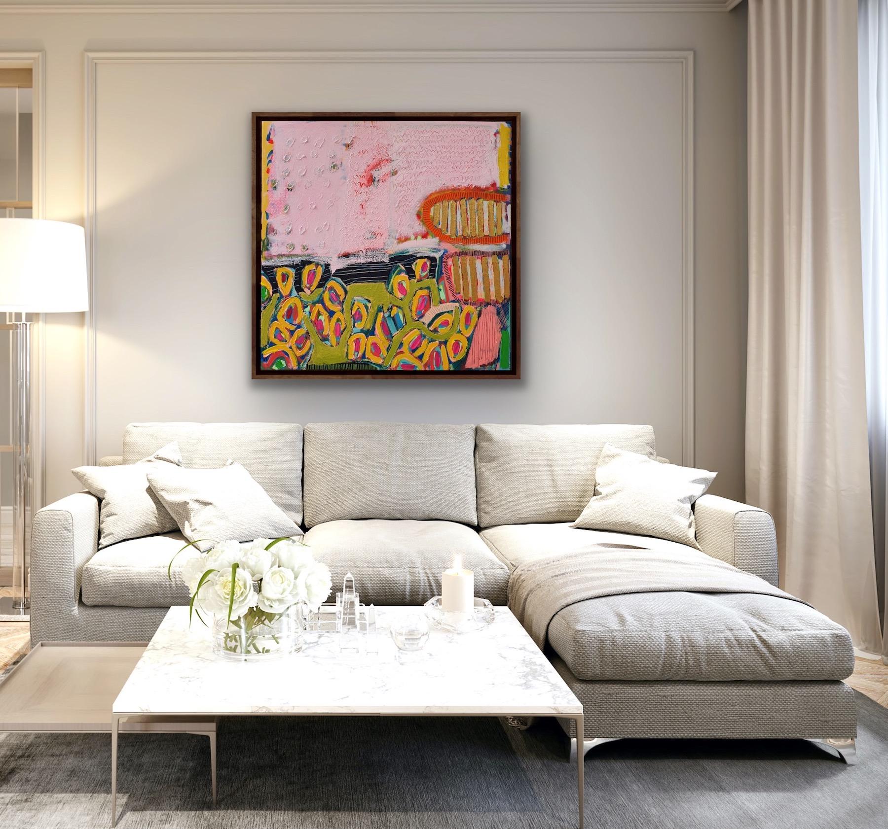 #597, Pintura Abstracta, Arte Contemporáneo Brillante, Arte Feliz, Arte Geométrico - Painting de Jessie Woodward