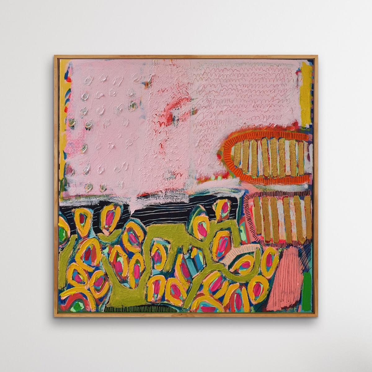 #597, Pintura Abstracta, Arte Contemporáneo Brillante, Arte Feliz, Arte Geométrico - Interior Painting Marrón de Jessie Woodward