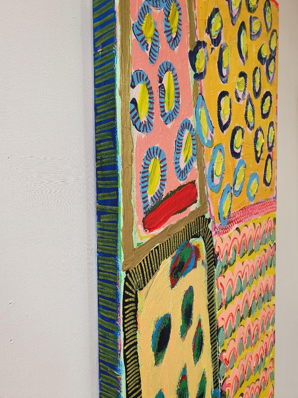 #600, Pintura Abstracta, Obra de Arte Brillante Original, Pintura Geométrica, Asequible - Abstract Painting Marrón de Jessie Woodward