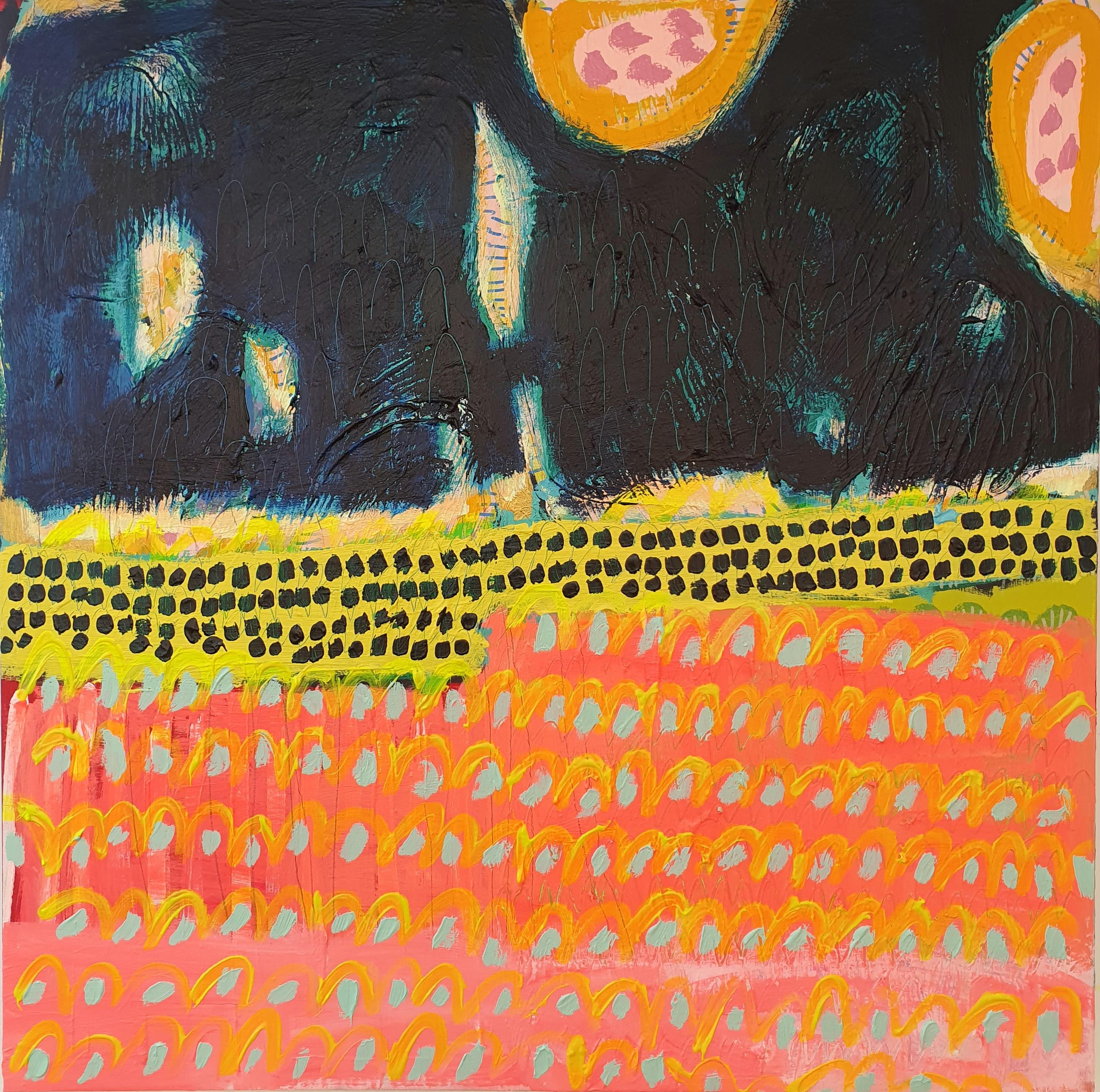 Landscape Painting Jessie Woodward - n°607, Art abstrait, acrylique sur toile, art de motifs colorés