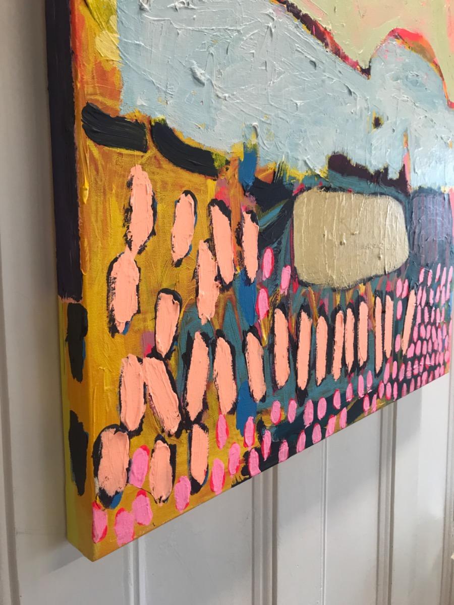 #711, Pittura originale, Astratto, Nuvola, Vibrante, Oro 6
