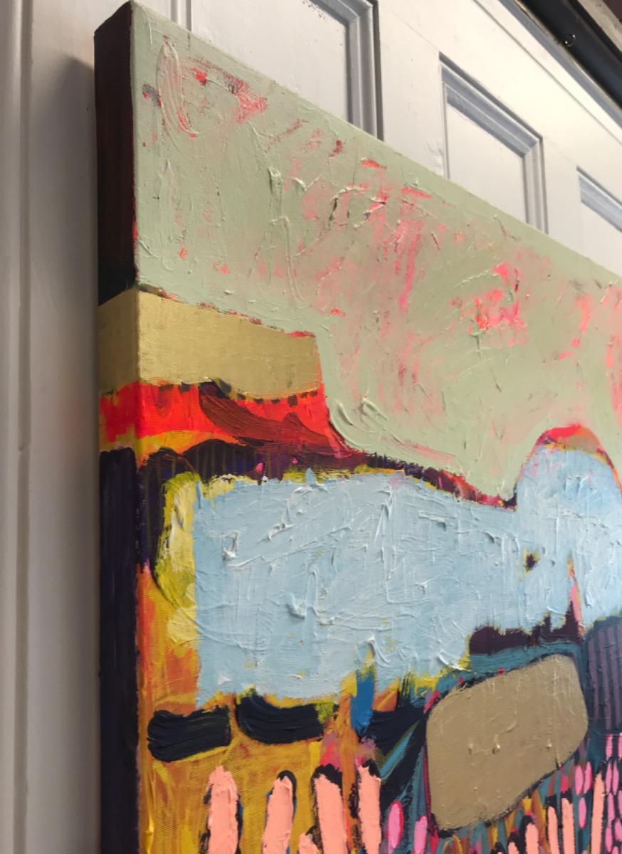 #711, Pittura originale, Astratto, Nuvola, Vibrante, Oro 7