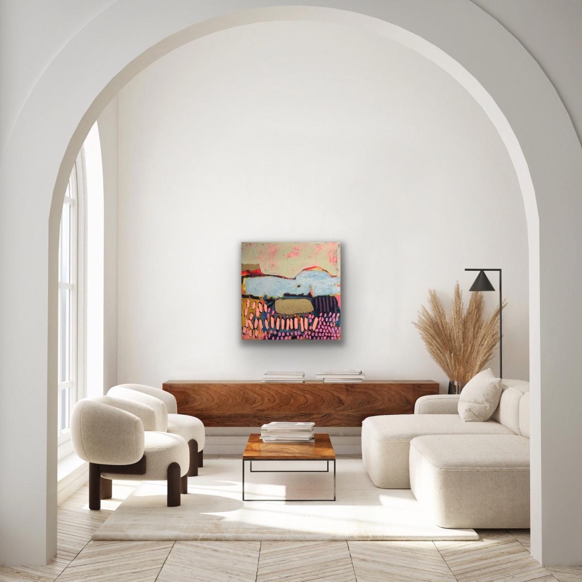 #711, Pittura originale, Astratto, Nuvola, Vibrante, Oro - Painting di Jessie Woodward
