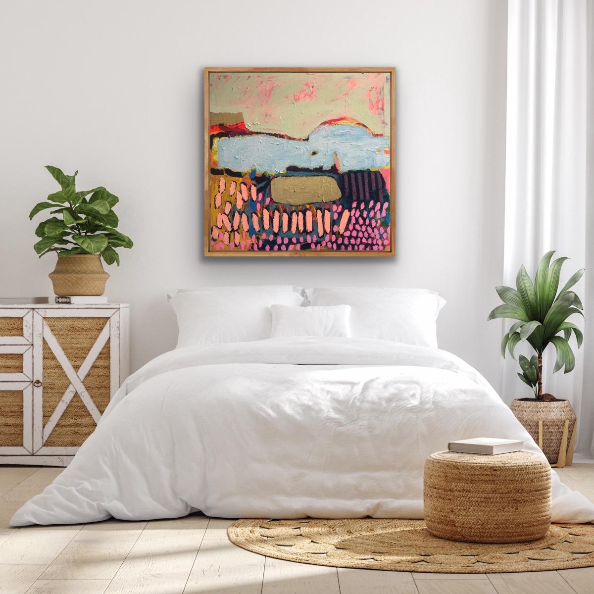 #711, Pittura originale, Astratto, Nuvola, Vibrante, Oro 2