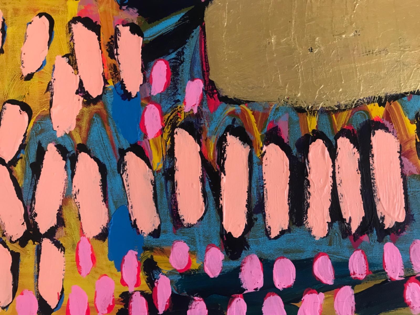 #711, Pittura originale, Astratto, Nuvola, Vibrante, Oro 4