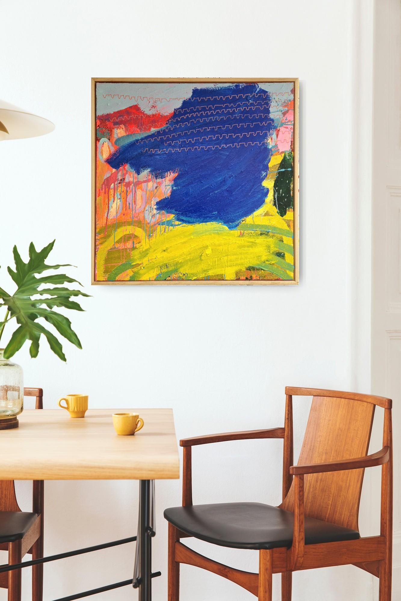 815, Original Painting, Abstract, Cloud, Vibrant, Shapes - Brown Abstract Painting by Jessie Woodward
