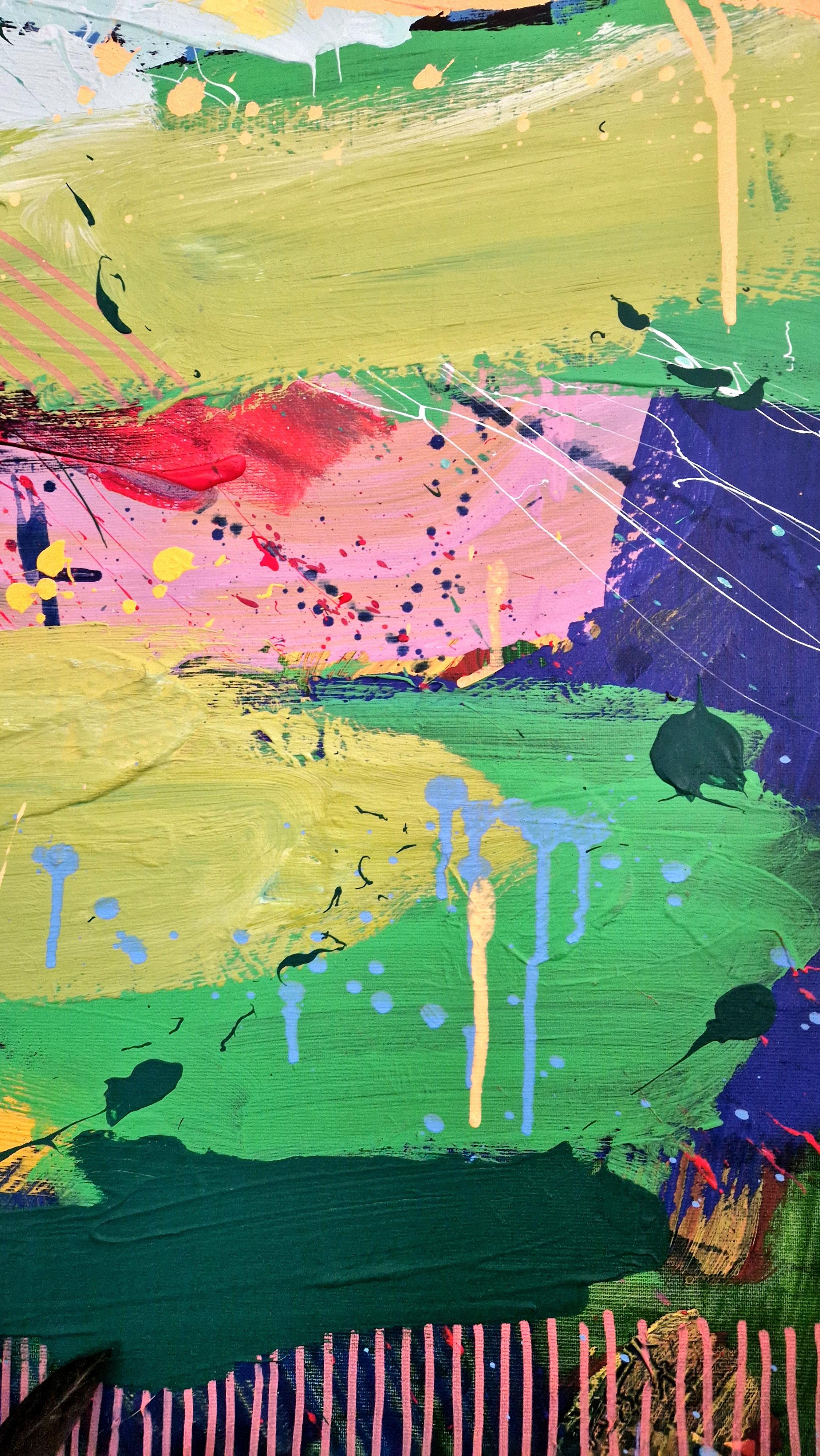 #816, Pittura originale, Astratto, Nuvola, Vibrante, Oro, Forme - Painting di Jessie Woodward