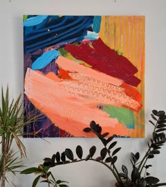 #817, Original Painting, Abstract, Cloud, Vibrant, Gold, Shapes