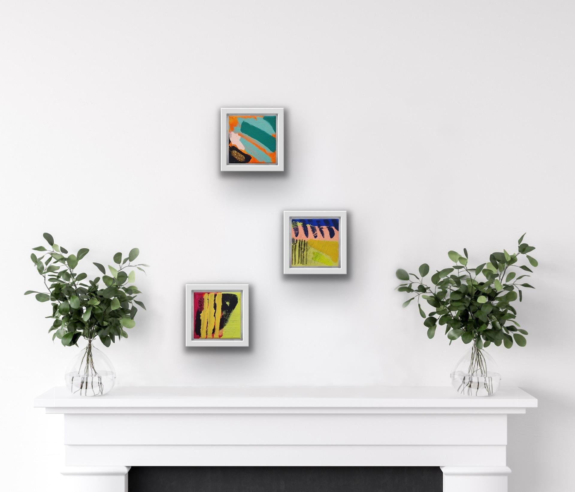 Abstract Triptych, Jessie Woodward, Original Glitter Paintings, Affordable Art 3