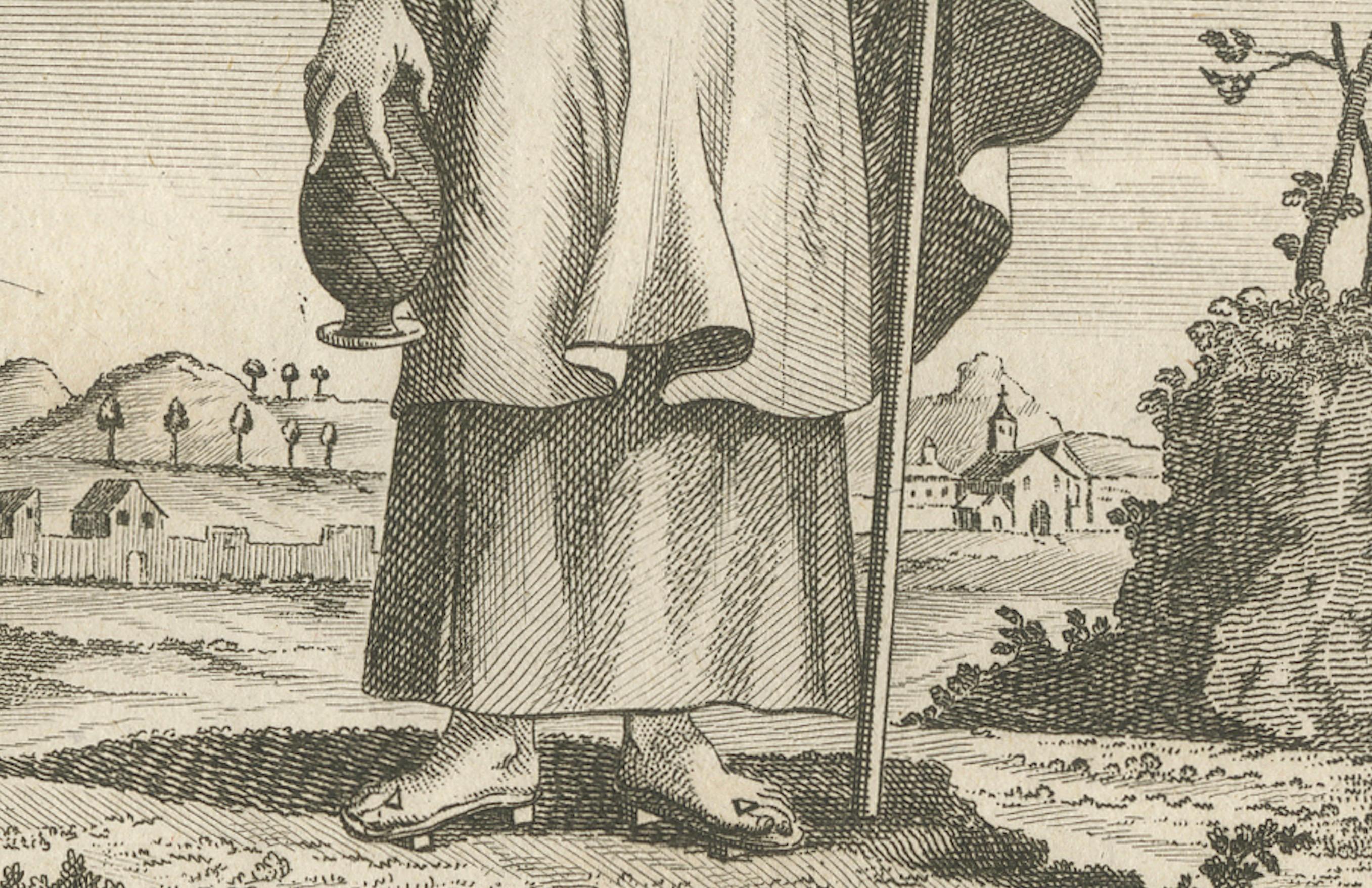 Français Missionnaire jésuite aux Indes - Antique French Engraving by Portier, c.1790 en vente