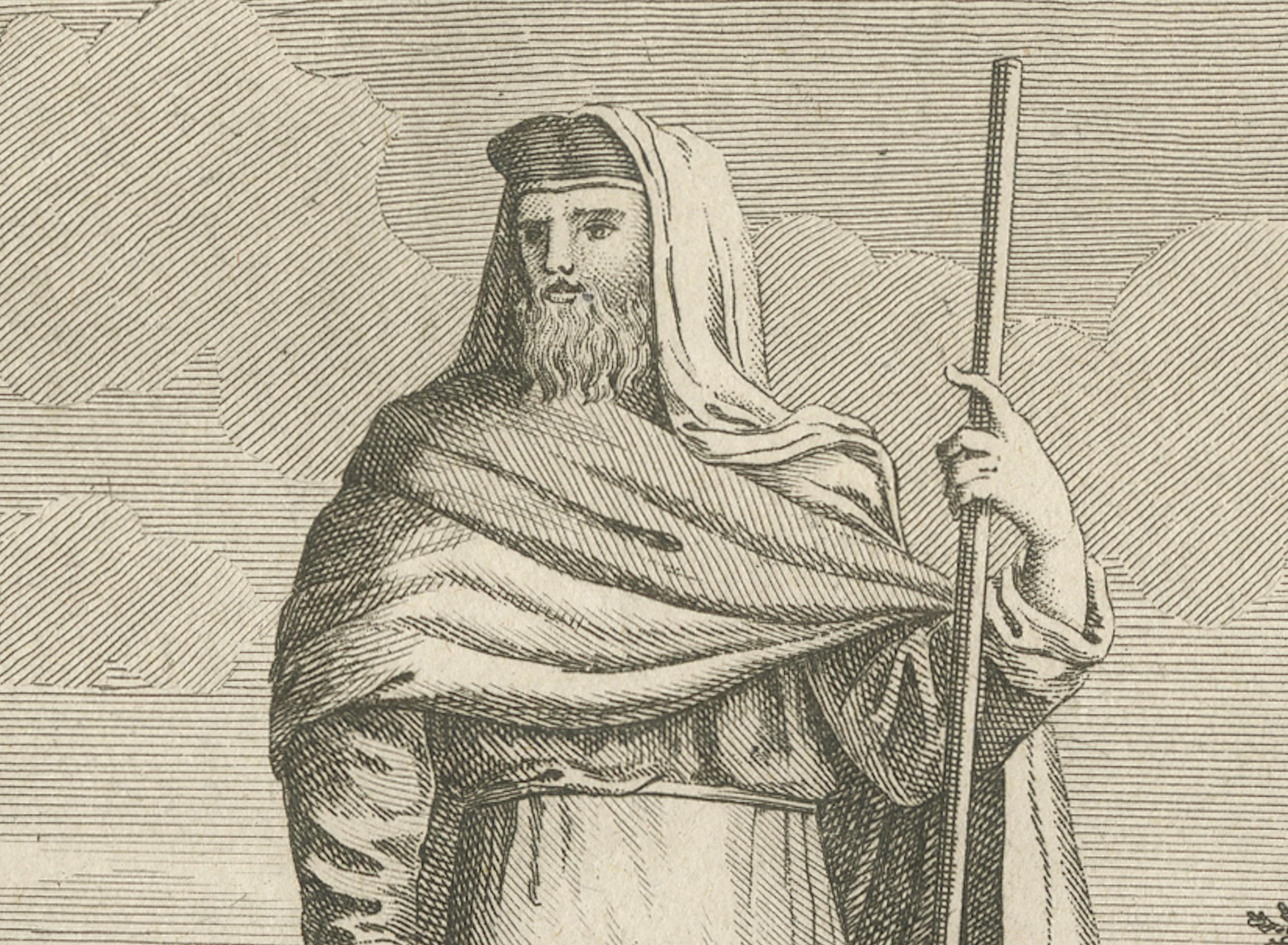 Gravé Missionnaire jésuite aux Indes - Antique French Engraving by Portier, c.1790 en vente