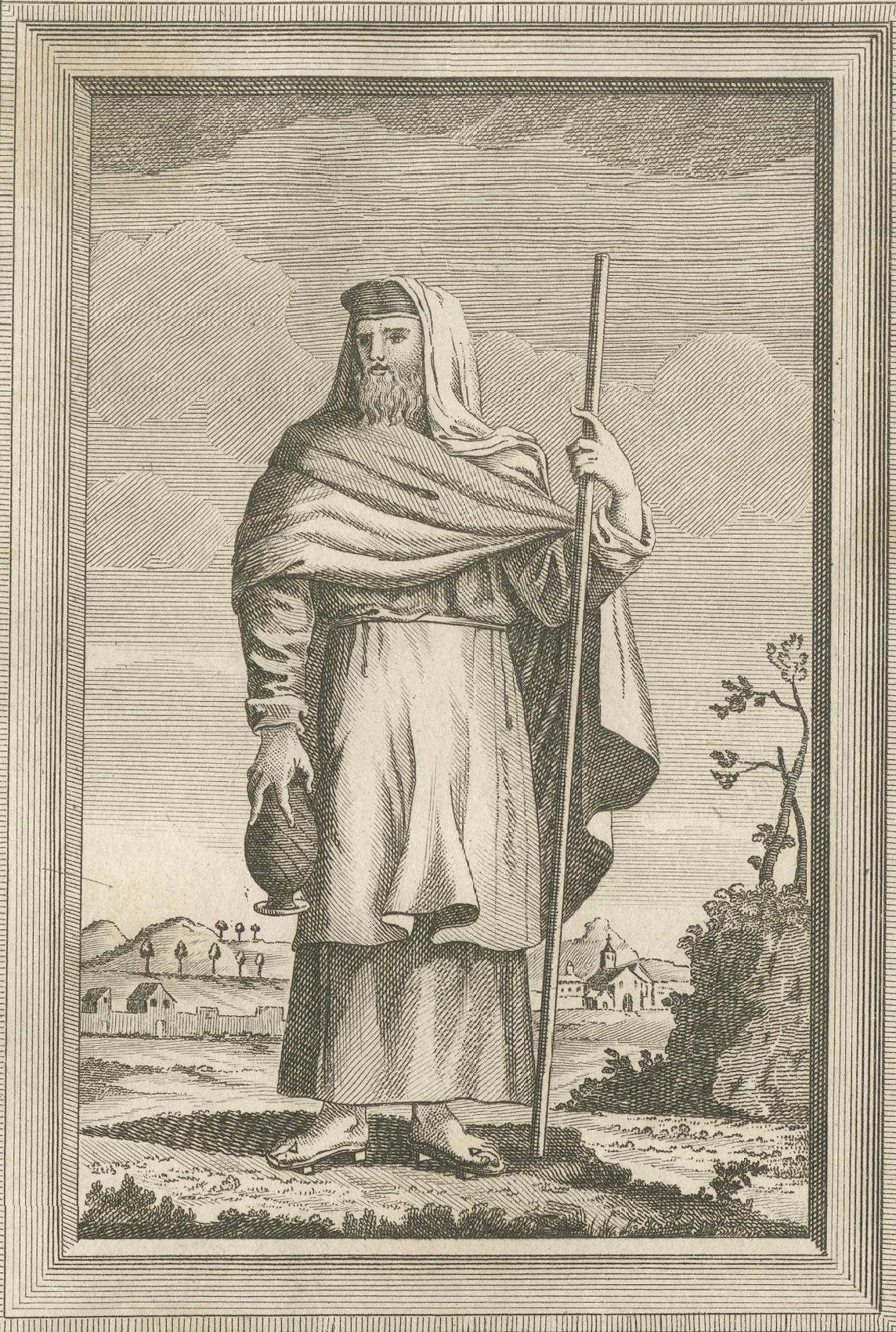 XVIIIe siècle Missionnaire jésuite aux Indes - Antique French Engraving by Portier, c.1790 en vente