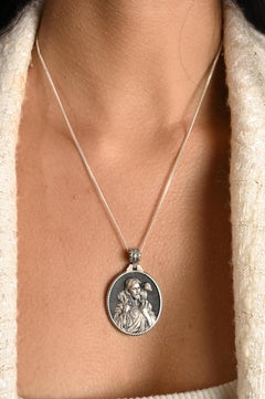 Jesus and Lamb Shepherd Catholic Medal Pendant Jewelry in 925 Sterling Silver