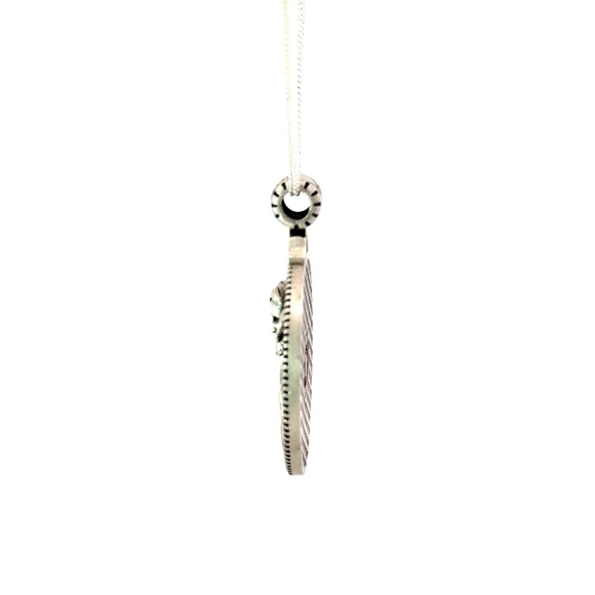 Retro Jesus and Lamb Shepherd Catholic Medal Pendant Jewelry in 925 Sterling Silver