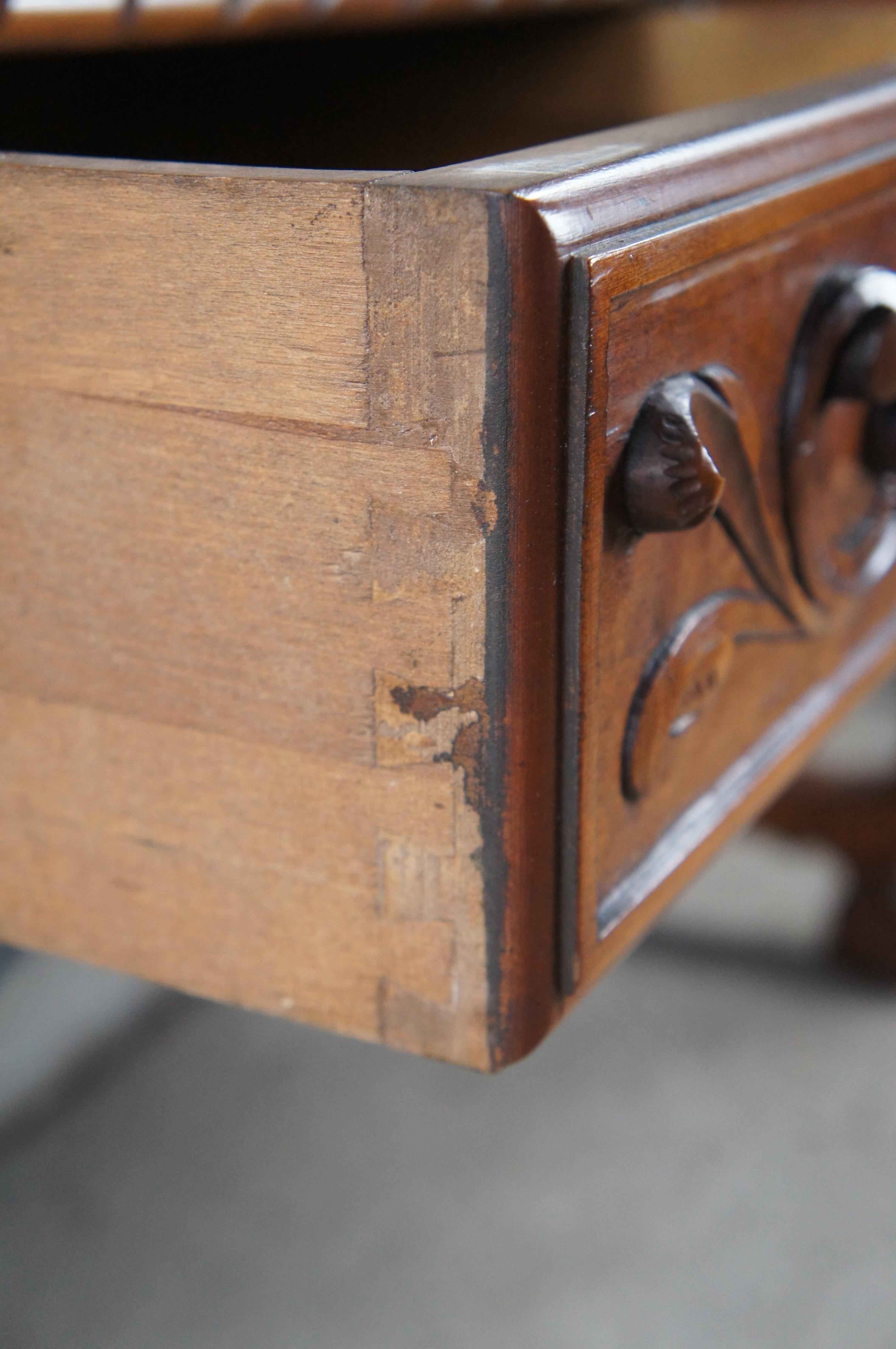 Jesus Ballester Marco Spanish Revival Mahogany Sideboard Library Console Desk In Good Condition In Dayton, OH