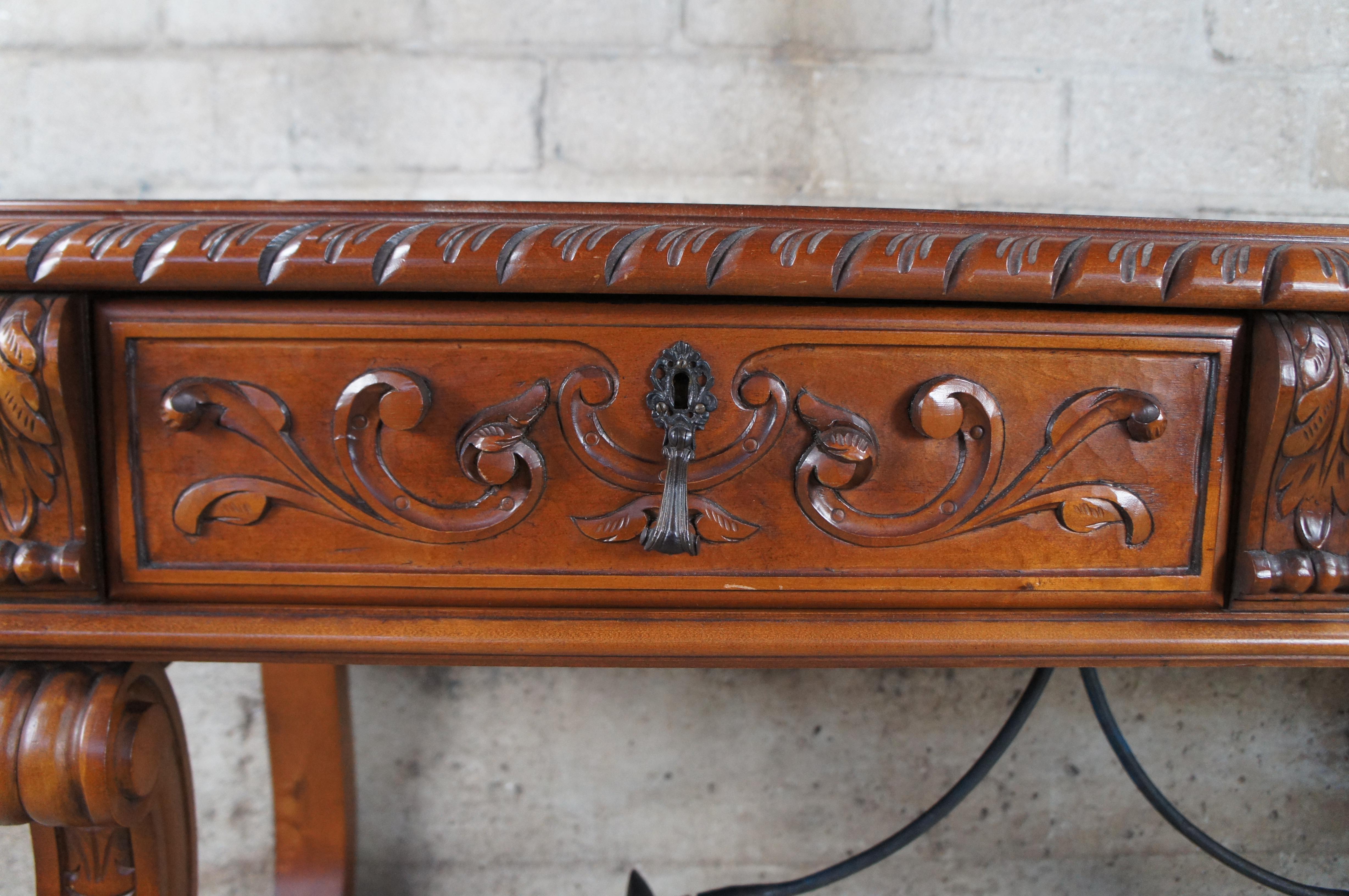 Jesus Ballester Marco Spanish Revival Mahogany Sideboard Library Console Desk For Sale 2