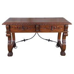 Jesus Ballester Marco Spanish Revival Mahogany Sideboard Library Console Desk