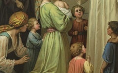 Jesus Blessing the Children, Antique German Chromolithograph, ca.1900