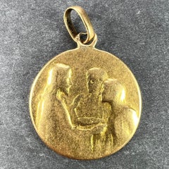 Jesus Christ Blessing Marriage 18K Yellow Gold Wedding Charm Pendant