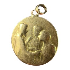 Jesus Christ Blessing Marriage 18K Yellow Gold Wedding Charm Pendant