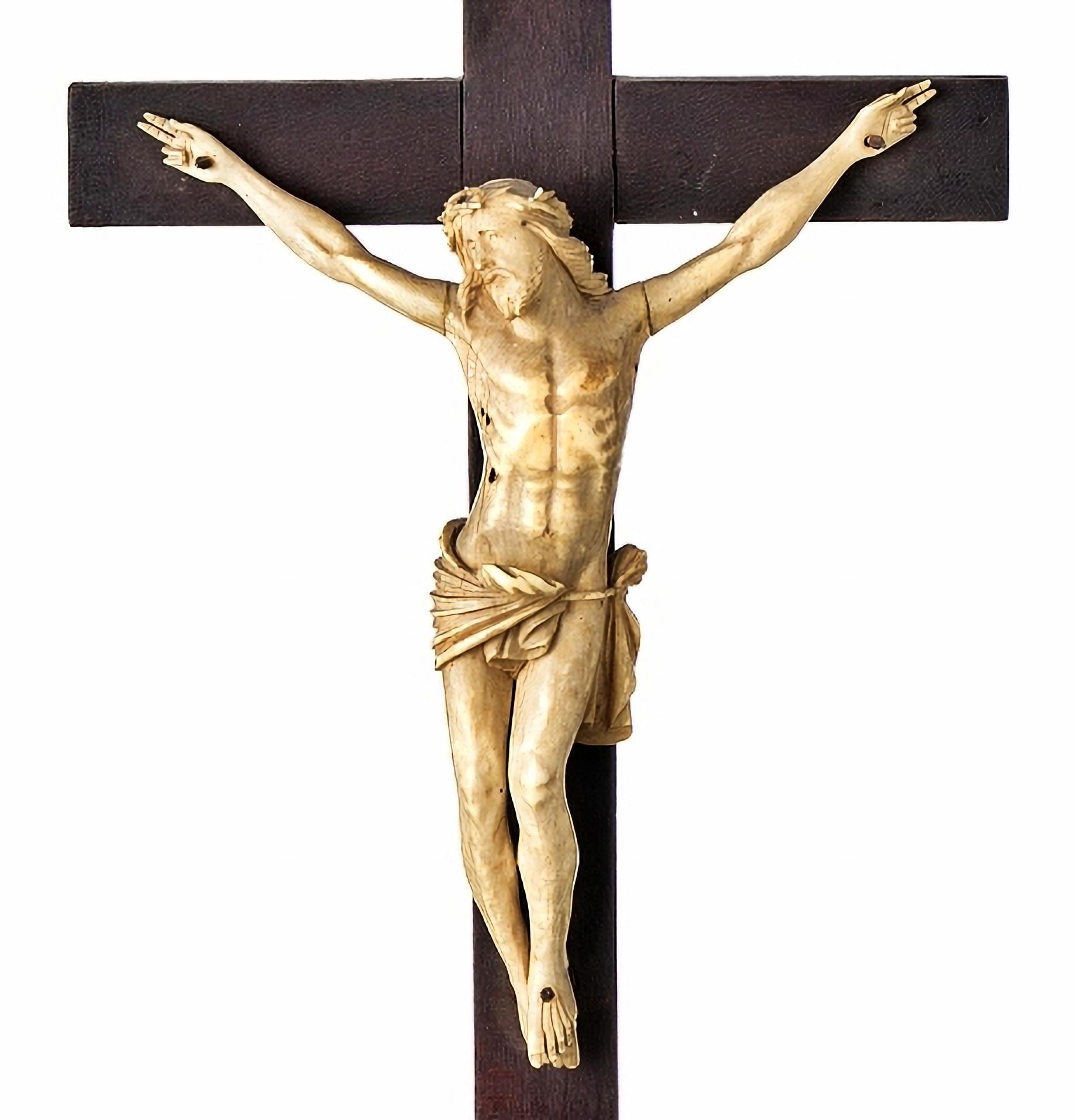 Baroque JESUS CHRIST CRUCIFIED 19th Century  Italian Sculpture  For Sale
